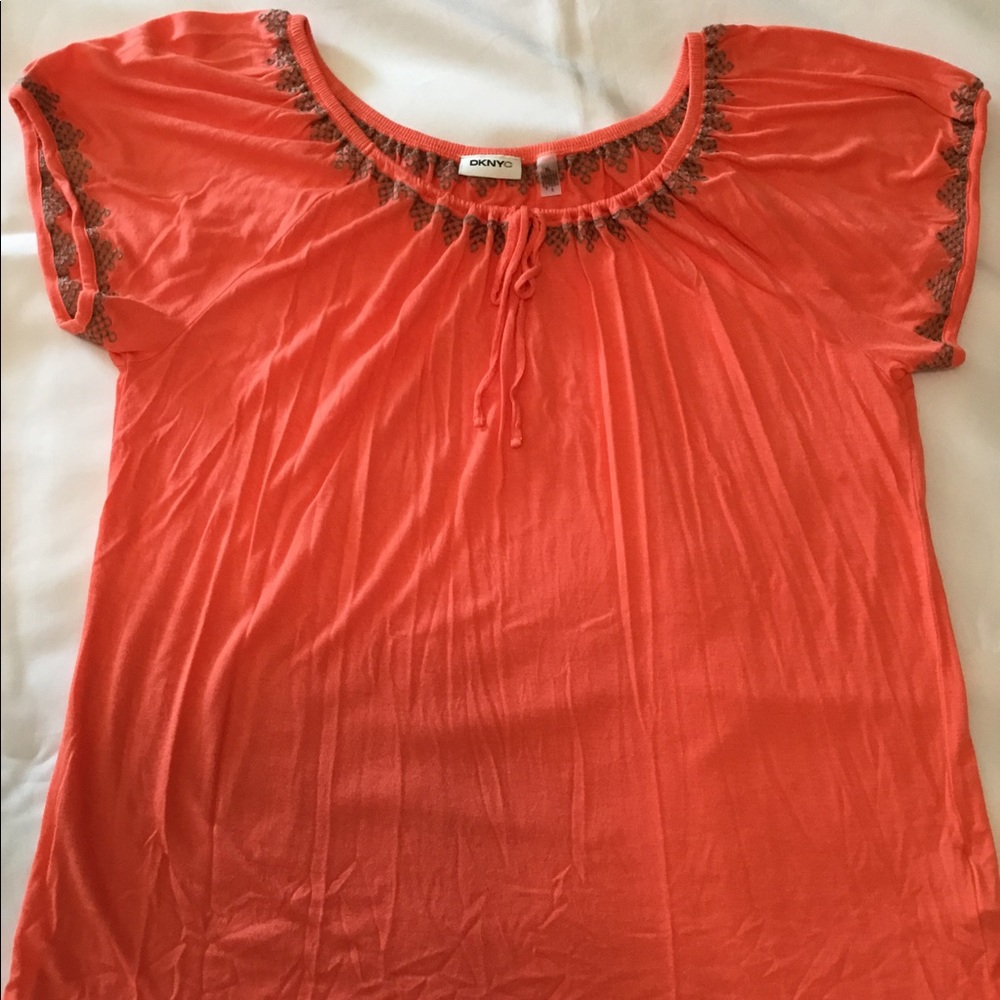 DKNYC coral with stitched trim